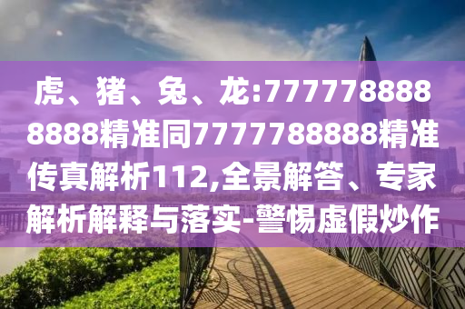 虎、豬、兔、龍:7777788888888精準(zhǔn)同7777788888精準(zhǔn)傳真解析112,全景解答、專家解析解釋與落實(shí)-警惕虛假炒作