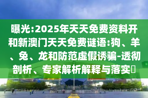 曝光:2025年天天免費(fèi)資料開(kāi)和新澳門天天免費(fèi)謎語(yǔ):狗、羊、兔、龍和防范虛假誘騙-透徹剖析、專家解析解釋與落實(shí)?