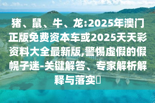 豬、鼠、牛、龍:2025年澳門正版免費資本車或2025天天彩資料大全最新版,警惕虛假的假幌子迷-關(guān)鍵解答、專家解析解釋與落實?
