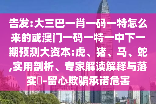 告發(fā):大三巴一肖一碼一特怎么來的或澳門一碼一特一中下一期預測大資本:虎、豬、馬、蛇,實用剖析、專家解讀解釋與落實?-留心欺騙承諾危害