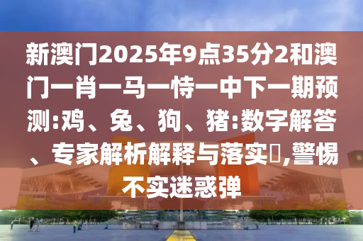 新澳門(mén)2025年9點(diǎn)35分2和澳門(mén)一肖一馬一恃一中下一期預(yù)測(cè):雞、兔、狗、豬:數(shù)字解答、專(zhuān)家解析解釋與落實(shí)?,警惕不實(shí)迷惑彈