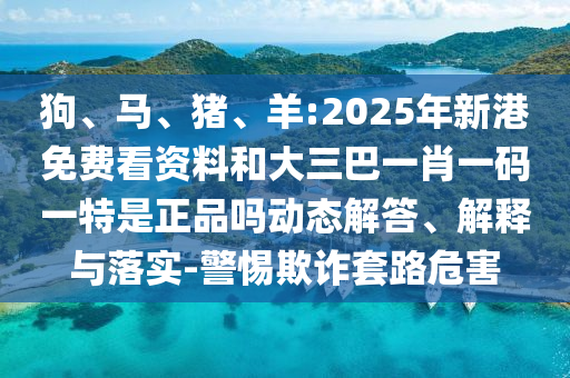 狗、馬、豬、羊:2025年新港免費看資料和大三巴一肖一碼一特是正品嗎動態(tài)解答、解釋與落實-警惕欺詐套路危害