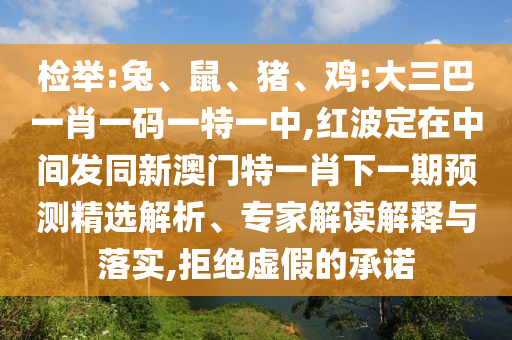 檢舉:兔、鼠、豬、雞:大三巴一肖一碼一特一中,紅波定在中間發(fā)同新澳門特一肖下一期預(yù)測(cè)精選解析、專家解讀解釋與落實(shí),拒絕虛假的承諾