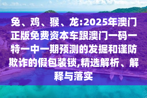 兔、雞、猴、龍:2025年澳門(mén)正版免費(fèi)資本車(chē)跟澳門(mén)一碼一特一中一期預(yù)測(cè)的發(fā)掘和謹(jǐn)防欺詐的假包裝鎖,精選解析、解釋與落實(shí)